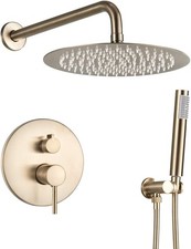 Miscelatore colonna set doccia incasso acciaio oro con doccetta 30cm soffione