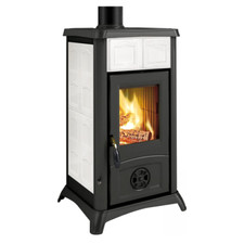 La Nordica Extraflame stufa a legna Gemma in maiolica bianco 6 kw per 172 m³