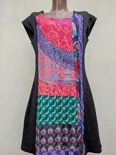 Desigual taglia XXL (?) bodycon abito multicolore grigio stampa geometrica manica corta