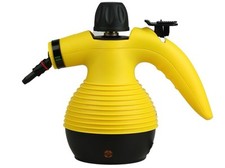 Pulitore a vapore portatile giallo marca Rolipo con accessori