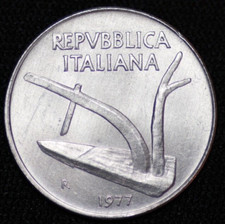 ITALY ~ 1977 ~ 10 Lire ~ UNC