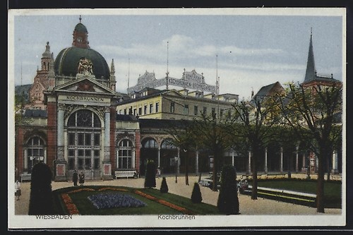 Cartolina wiesbaden fontana - wiesbaden,,