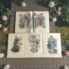 Set N. 4 Antichi Bozzetti Moda 1903 Francia Belle Époque Atelier Vintage