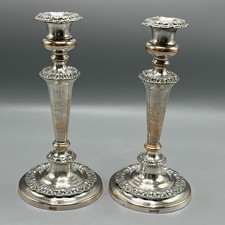 Coppia di antichi candelabri vecchio piatto Sheffield placcato argento georgiano XIX secolo Dixon