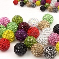 10X PERLINE A SFERA ROTONDE IN CRISTALLO SHAMBALLA ARGILLA DISCO 6mm 8mm 10mm 12mm 14mm B3
