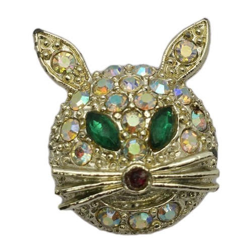 Spilla gatto strass vintage
