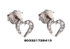 Orecchino oro bianco 18kt. con cuore zirconi brillanti promo san valentino donna