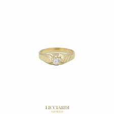 Anello solitario uomo oro giallo 18kt e zircone
