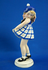 Claire Weiss Goldscheider Scultura ceramica Bambina ombrello Deco Austria 1900