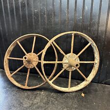 Coppia ruote per carro/carrello in ghisa vintage diametro 15,5” x spessore 1 3/4in 