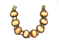 Bracciale antico maglia cammeo conchiglia intagliata a mano di Giuseppe Mandile Italia