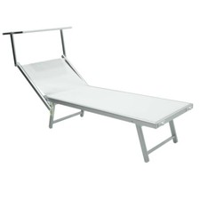 LETTINO MARE PRENDISOLE ALLUMINIO REGOLABILE SPIAGGIA PISCINA BIANCO (38189)