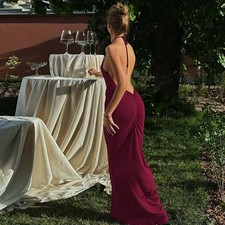 Vestito Vino Rosso Lungo Donna