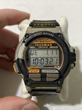 Orologio Uomo 200 M Vintage Timex Ironman Triathlon 1997 Nero Arancione 8 Giri Leggi