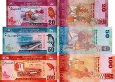 SRI LANKA - Lotto 3 banconote 20/50/100 Rupees 2020/2021 FDS - UNC