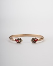 Bracciale donna rigido con coccinelle bangle dorato regolabile divertente regalo