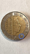 Moneta da 2 euro molto rara, 2008 letzebuerg ERRORE CONIO lettera F