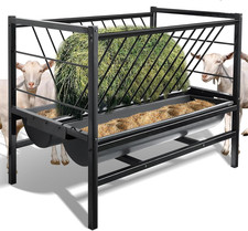 Grande Mangiatoia per Capre Fieno Metallo 2 in 1 Alimentatore per Fieno E Cereal