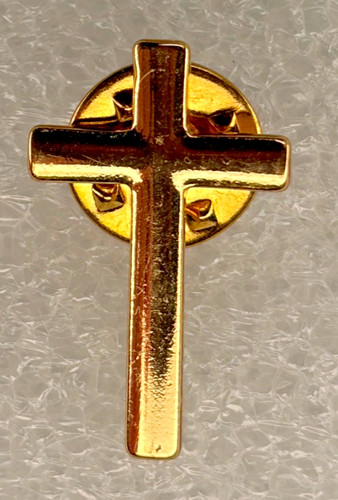 Crucifix gold tone pin badge - crucifix,