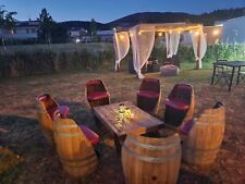 Arredo giardino, TAVOLINO + 7 SEDIE GIARDINO RICAVATE CON BOTTI DI LEGNO