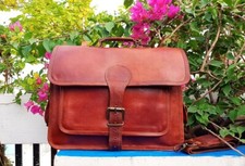 Borsa fatta a mano 17'' in pelle valigetta borsello miglior uomo vintage lapt...