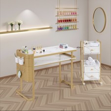 BarberPub Tavolo Porta Manicure, Scrivania Nail Tech con Prese Integrate/Porte USB
