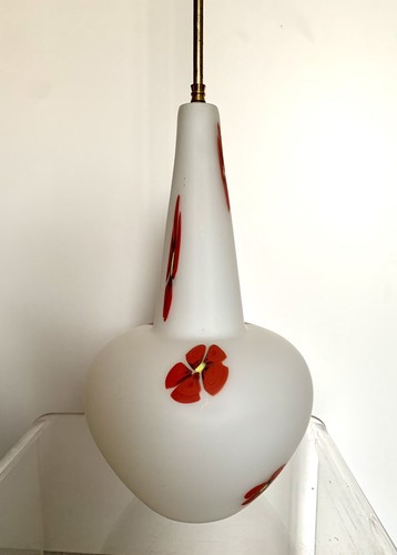 Lampadario opalina ottone - lampadario,