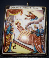 1879 Icona russa da viaggio - Smalto  Dormizione della Vergine Argento Imperiale