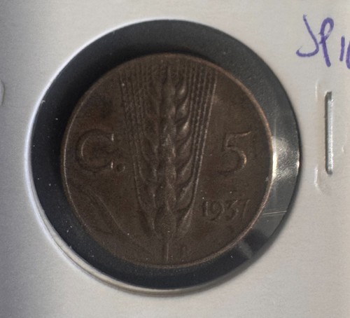 Italia regno centesimi 1937 - italia, 5