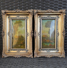 ANTICHI DIPINTI AD OLIO - PAESAGGIO - CORNICI FOGLIA ARGENTO - '900 - FIRMATI