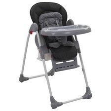 Seggiolone Pappa per Bambini Grigio Pieghevole Viaggio Sedia Alta Baby vidaXL