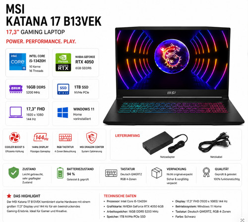 Msi katana b13vek - katana, 17