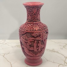 Antico vaso Cina laccato rosso