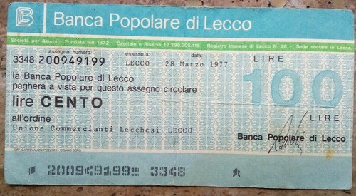 Assegno cartamoneta della - assegno,