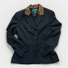Blazer lana doppiopetto vintage anni 90 Y2K Lauren Ralph Lauren 10 stampa leopardata