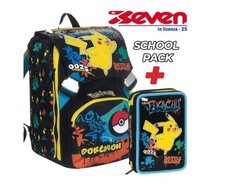 POKEMON zaino e astuccio scuola Seven elementari medie pikachu nero kit scuola