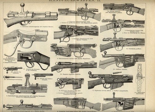 1898 stampa antica fucili armi - 1898,
