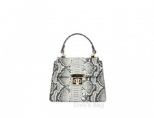 BORSA A MANO IN PELLE EFFETTO PITONE GRIGIO CON TRACOLLA CATENA MADE IN ITALY