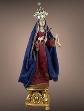 Statua Madonna Addolorata vestita arte sacra 78 cm venerazione Santa Spagnola