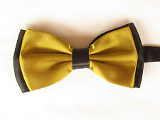 PAPILLON FARFALLA SETA RASO CRAVATTINO NERO ORO DORATO CLASSICO Uomo Donna