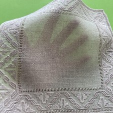 Centrini vintage antichi quadrati in tela ricamata 23 cm lino beige