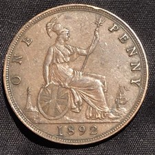 Moneta Bronzo 1892 Regno Unito