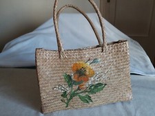 Borsa di paglia - Dipinta a mano - 2 manici - Artigianale