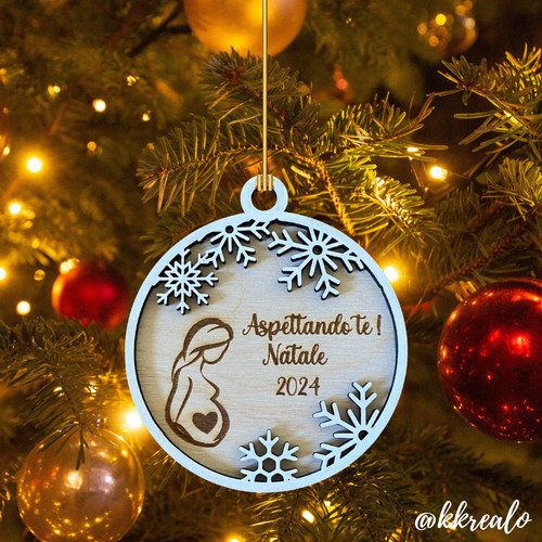 Pallina natale legno di - pallina,