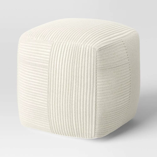 Ribbed pouf ottoman cream - pouf,