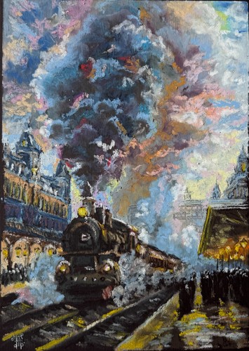 Train original art - train,