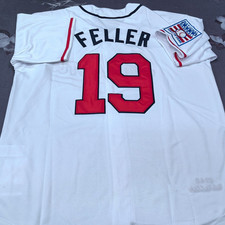 VINTAGE Bob Feller #19 Indians Throwback maglia bianca cucita.