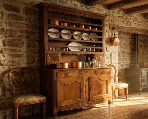 Credenza con piattaia noce - con, in
