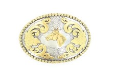 3756607 Fibbia cintura western country cowboy Nocona ovale cavallo flower