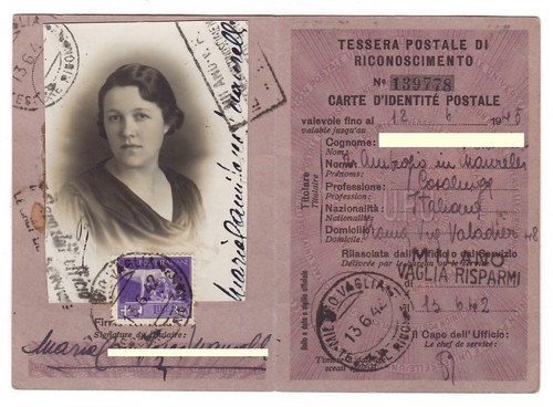 1945 regno italia - d'italia, tessera
